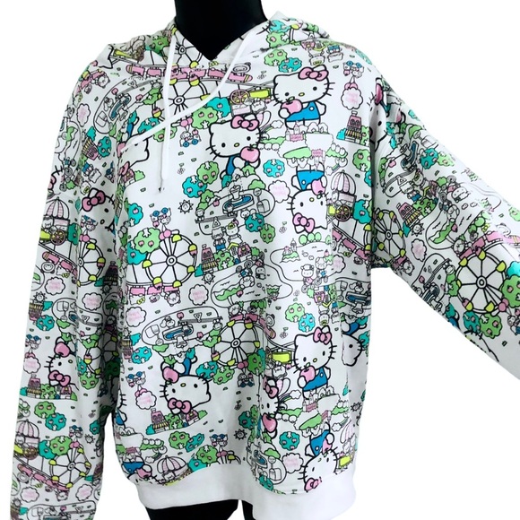 Hello kitty graphic print hello kitty city park monogram cozy hoodie size medium - Picture 2 of 16